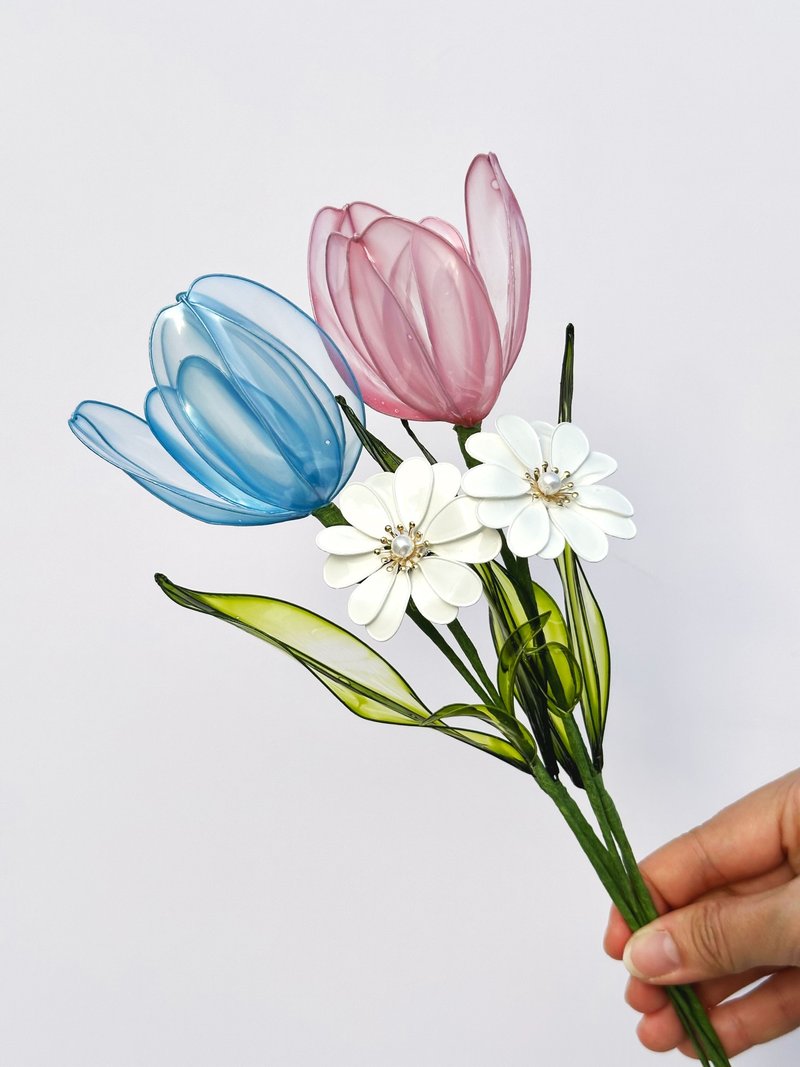 郁金香 - 珍珠梦幻色 水晶花 疗愈摆饰 - 干燥花/捧花 - 树脂 多色