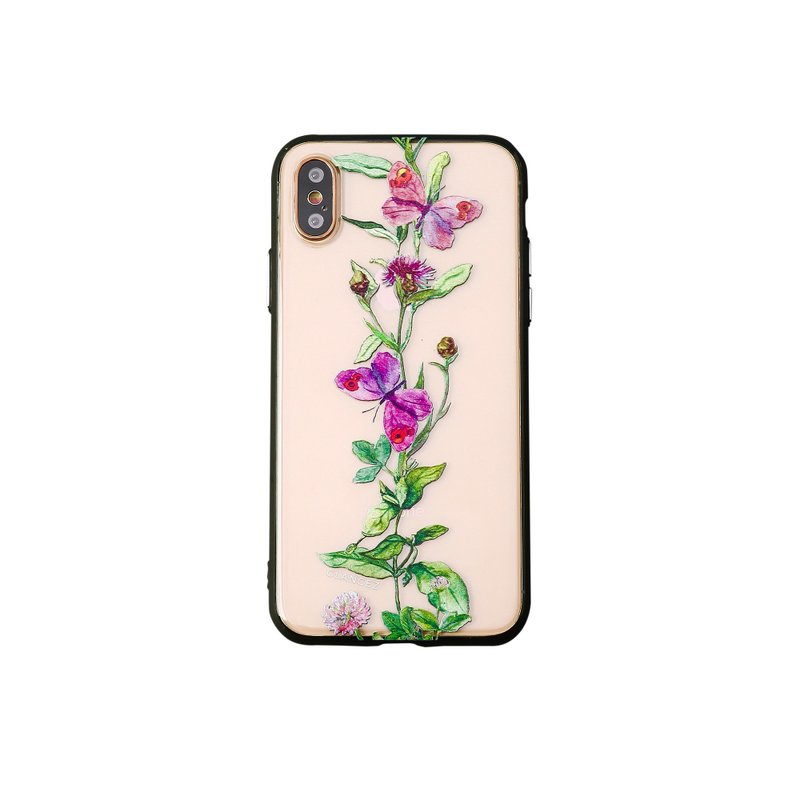 Glancez蝴蝶水彩艺术画原创3D立体双面苹果手机壳 - 手机壳/手机套 - 塑料 白色