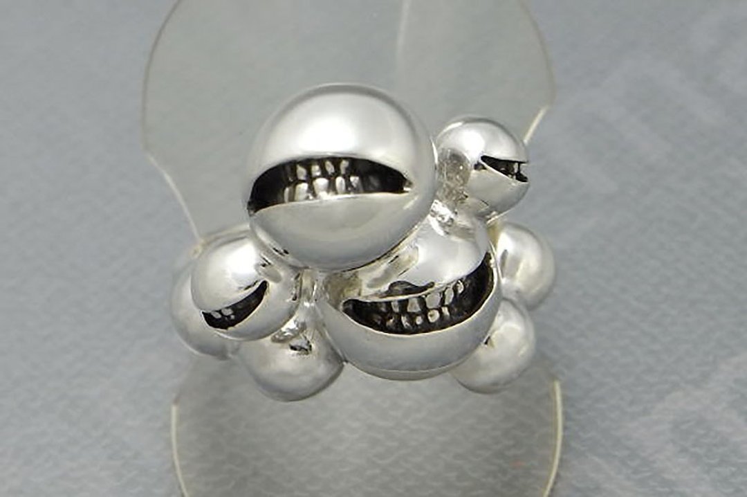 smile ball union ring ( s_m-R.23) 微笑 笑 不高兴 怒 銀 環 戒指 指环 jewelry sterling silver - 戒指 - 纯银 银色