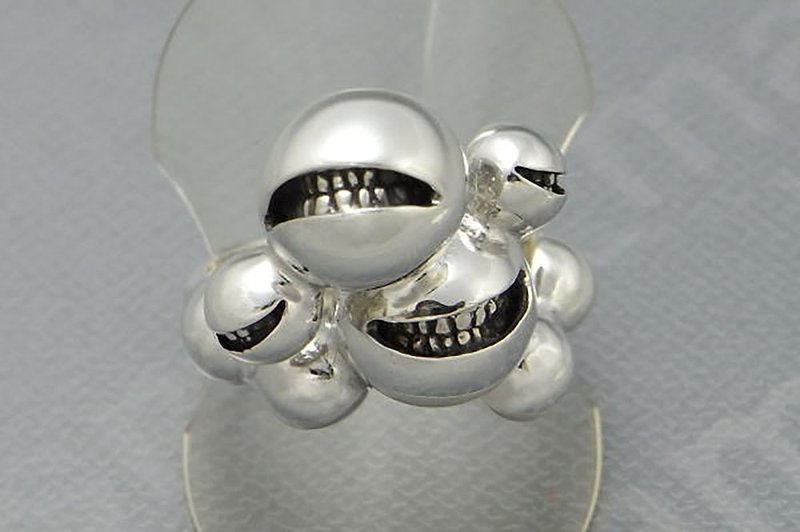 smile ball union ring ( s_m-R.23) 微笑 笑 不高兴 怒 銀 環 戒指 指环 jewelry sterling silver - 戒指 - 纯银 银色