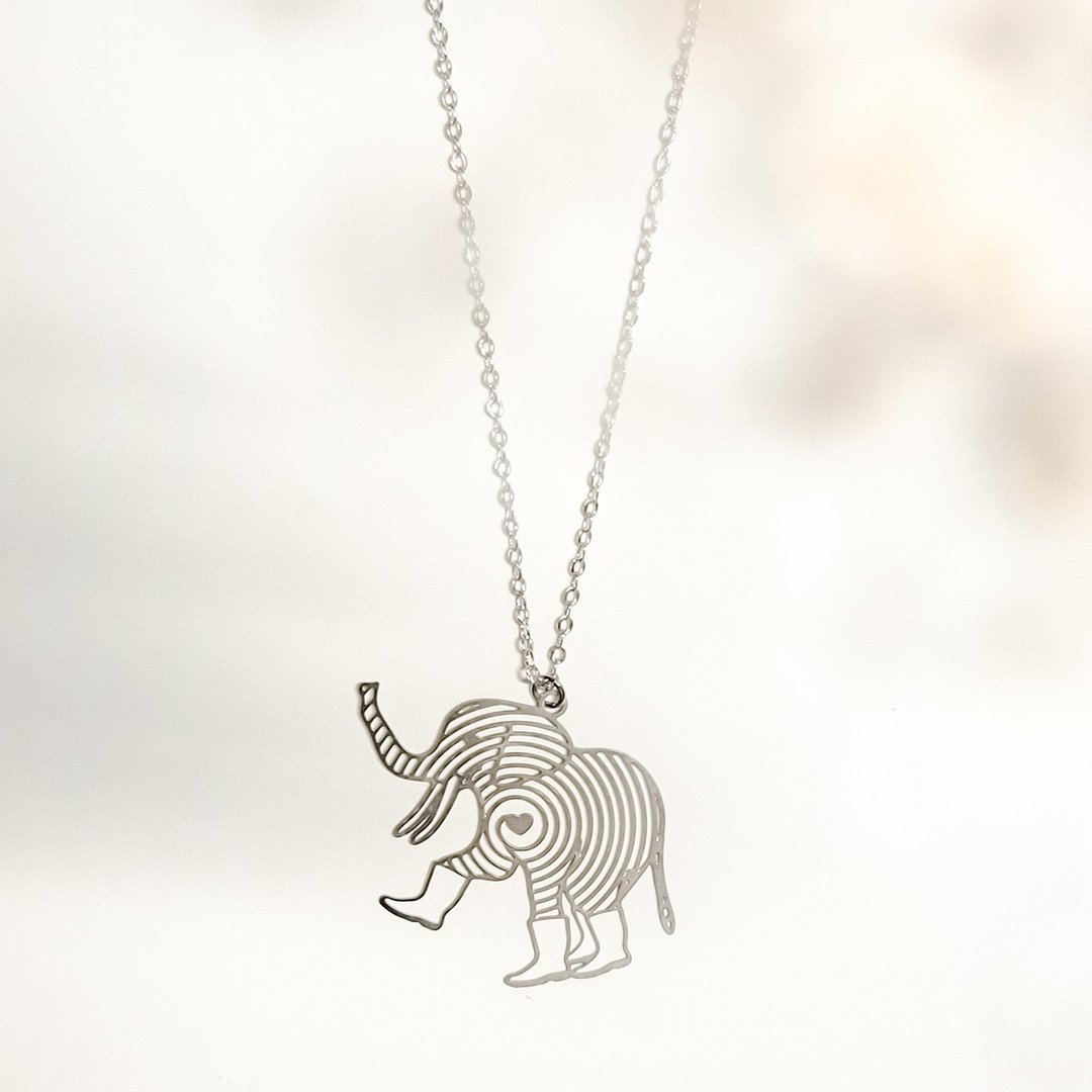 Elephant Necklace 与鞋约会系列 大象动物项链 抗敏医疗钢 送礼 - 项链 - 不锈钢 银色