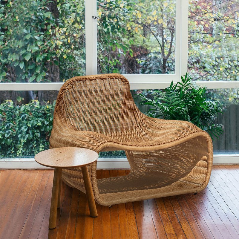 户外藤编单人沙发 峇厘手工塑藤编织 防水耐晒 阳台休闲椅 - 椅子/沙发 - 塑料 咖啡色