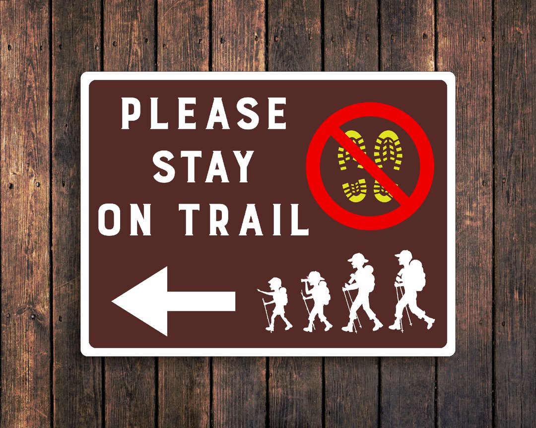 Stay on Trail Sign, Hiking Trails Sign, National Park Location Signage 9x12 inch - 墙贴/壁贴 - 不锈钢 多色