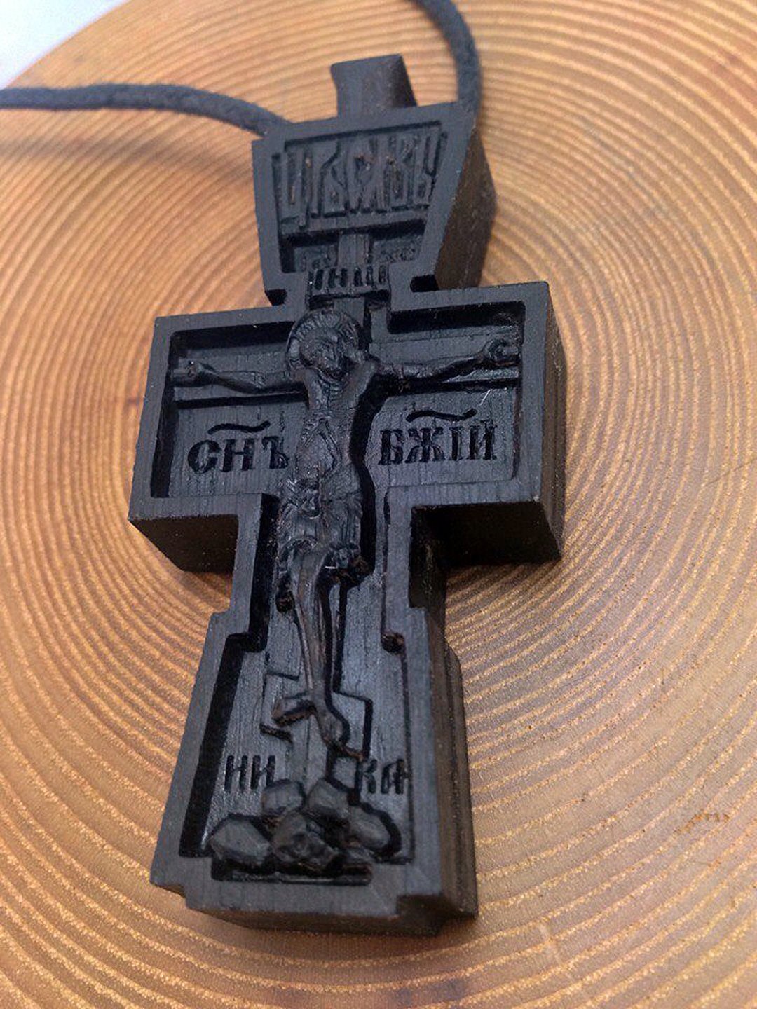 Fedor Emelianenko inspired cross. MMA. M1. wooden cross. crufix. orthodox cross - 项链 - 木头 黑色