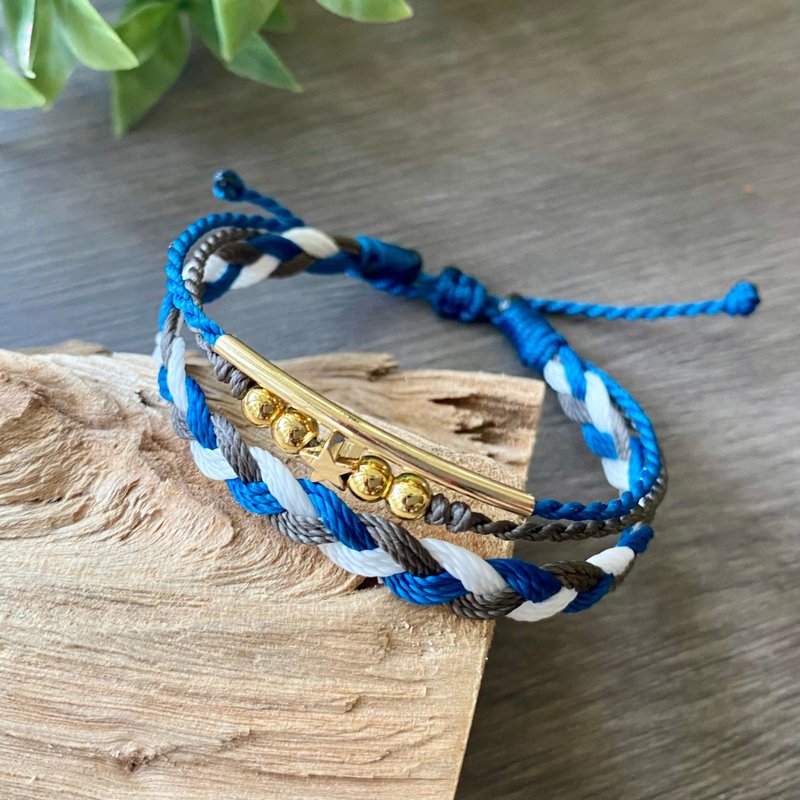 小蓝海 | 手工防水蜡线 | 毕业礼物 - 手链/手环 - 棉．麻 