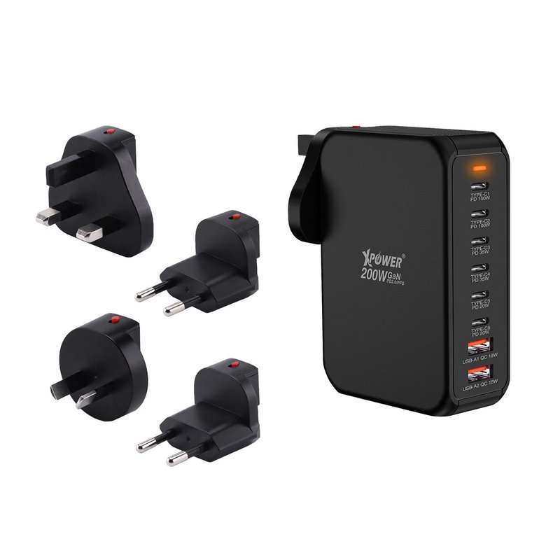 XPower PowerTravel 200W 8输出 200W PD3.0 GaN 旅行充电器PT200 - 手机配件 - 其他金属 黑色