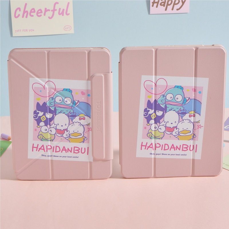 三丽鸥男团合照拍立得强悍磁吸iPad三折/Y折保护壳 - 平板/电脑保护壳 - 塑料 多色