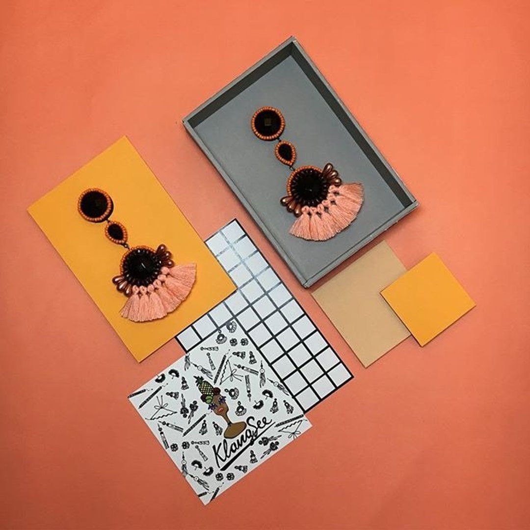 earrings: donot no.3 - 耳环/耳夹 - 其他材质 橘色