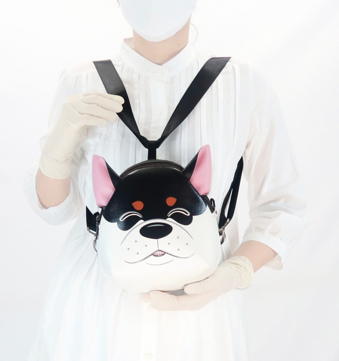 迷你后背包 柴犬, 侧背包 手绘包 动物爱好者 - 后背包/双肩包 - 人造皮革 黑色