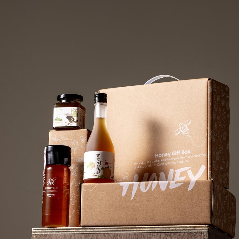 【彰化百大商品】醋蜜做堆-Honey礼盒 - 蜂蜜/黑糖 - 玻璃 卡其色
