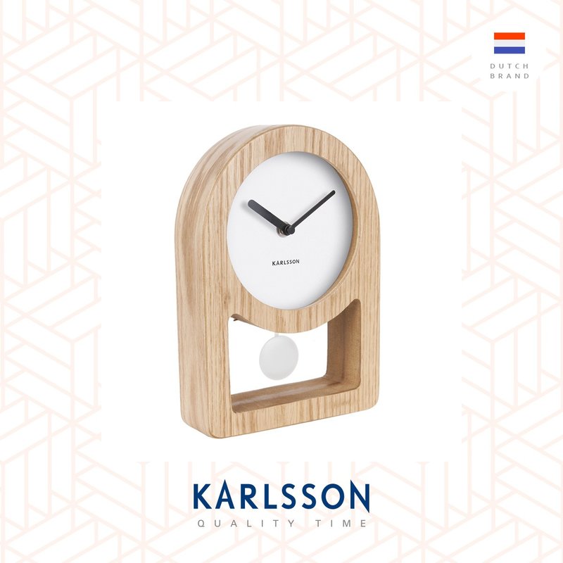 荷兰Karlsson Table clock Lena white wood (Pendulum)摇摆枱钟 - 时钟/闹钟 - 木头 白色