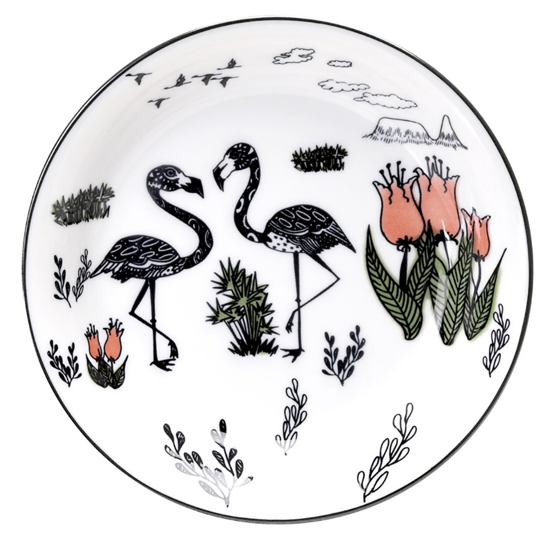 WANYAMA动物系列-1入深盘-红鹤(21.4cm) - 盘子/餐盘/盘架 - 陶 多色