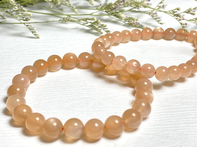 快速出货 天然橙月光石圆珠手链手链 - 手链/手环 - 玉石 橘色
