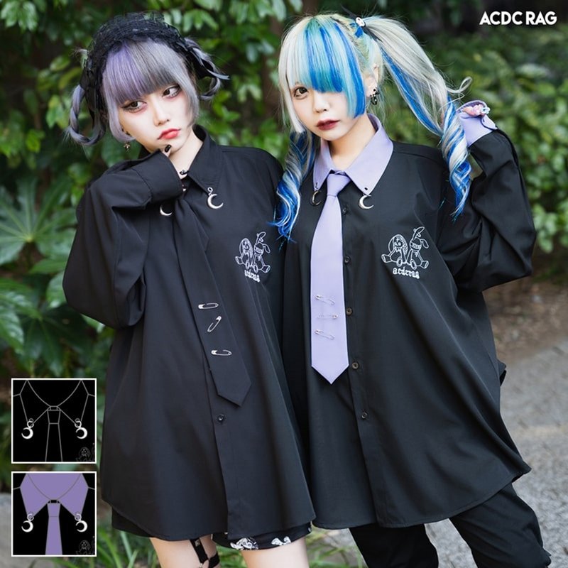 新月魔女兔娃娃刺绣月亮长袖衬衫ACDC RAG台湾代理JA0752 - 女装衬衫 - 其他材质 