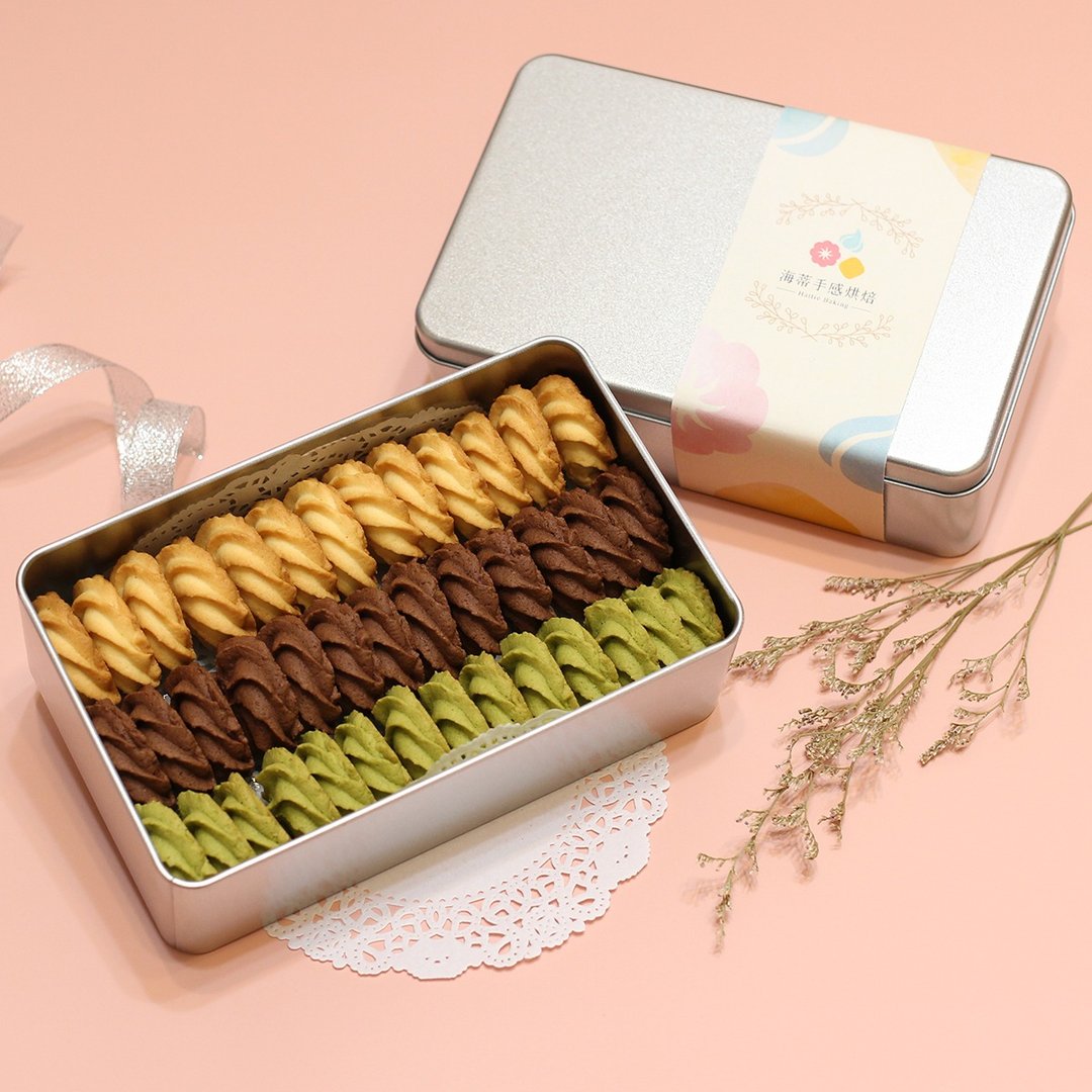 【低糖现做】曲奇饼干 经典原味/法芙娜可可/日式抹茶 - 手工饼干 - 新鲜食材 银色