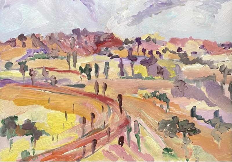 夏季散步 原始水粉画在纸上野兽派印象派领域绘画艺术礼物创意 - 墙贴/壁贴 - 纸 多色