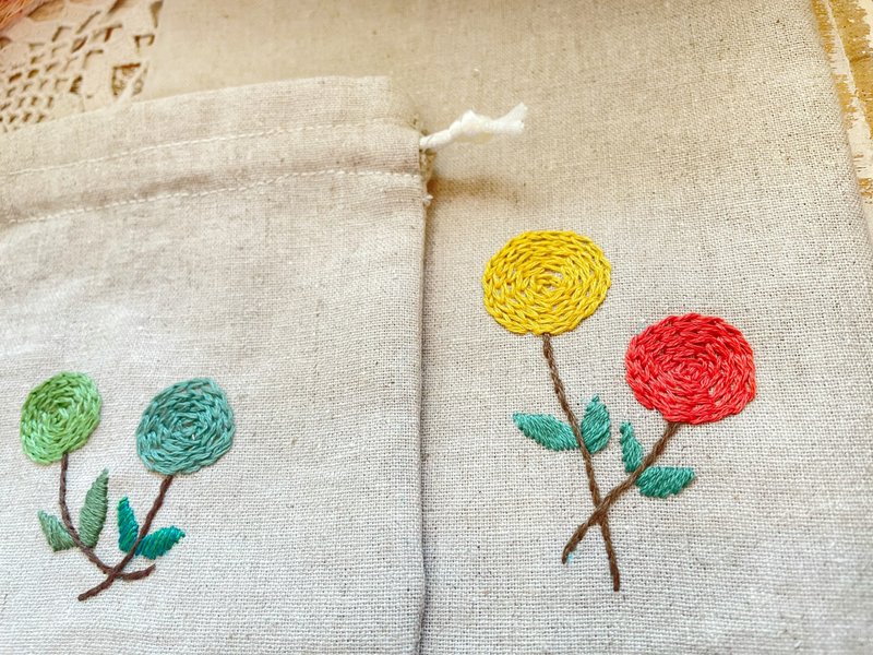 【好日手作】【体验】【两人成行】大&小束口袋刺绣课程/母亲 - 编织/羊毛毡/布艺 - 棉．麻 