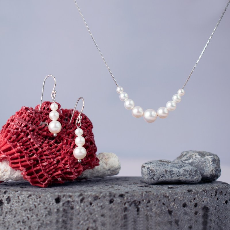 弥谙【渐变珍珠系列】925银镀金天然珍珠简约时尚 - 项链 - 其他材质 