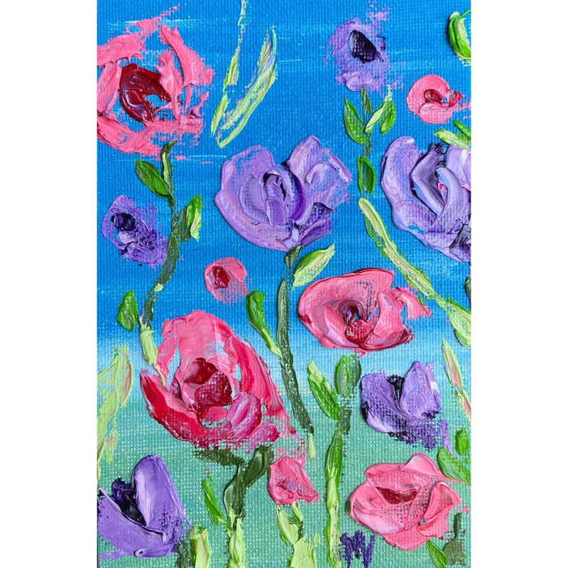 玫瑰绘画花卉原创艺术小花卉艺术品厚涂油艺术品 - 海报/装饰画/版画 - 其他材质 多色