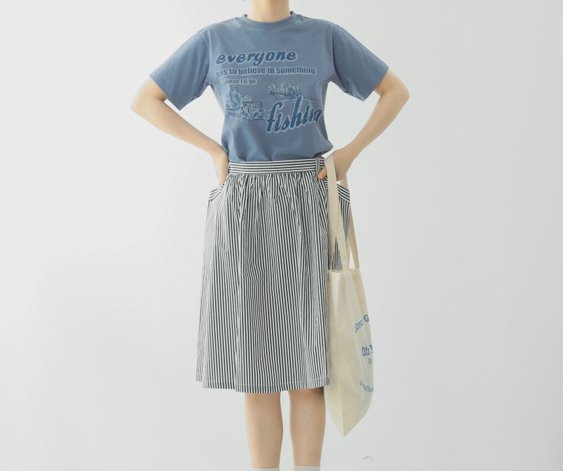 【印花户外】美式复古/山系少女/棉质T恤 - 女装 T 恤 - 棉．麻 蓝色