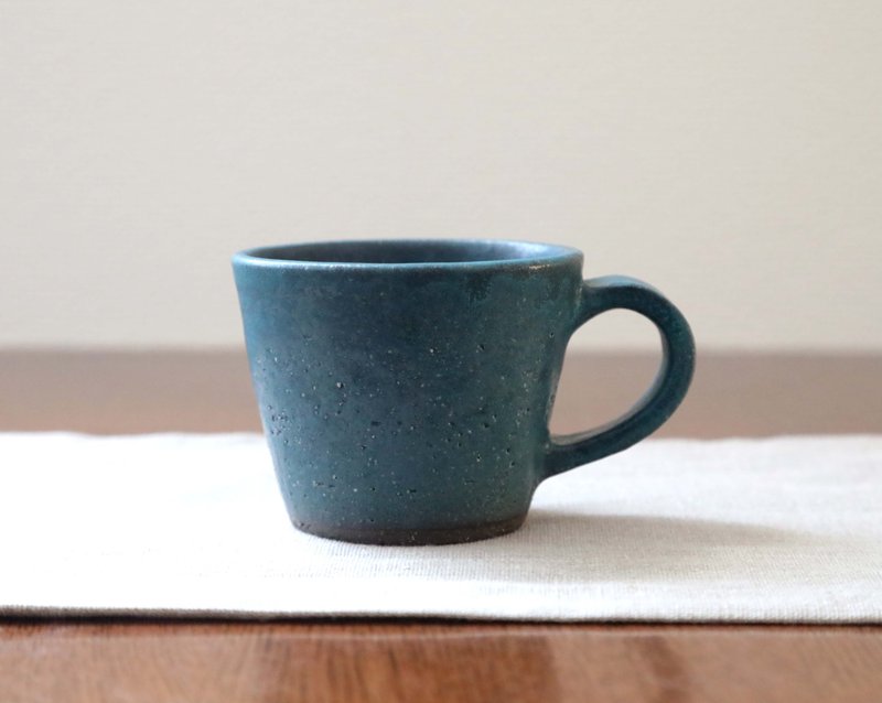 Black granite and Turkish blue matte glaze mug - 咖啡杯/马克杯 - 陶 蓝色