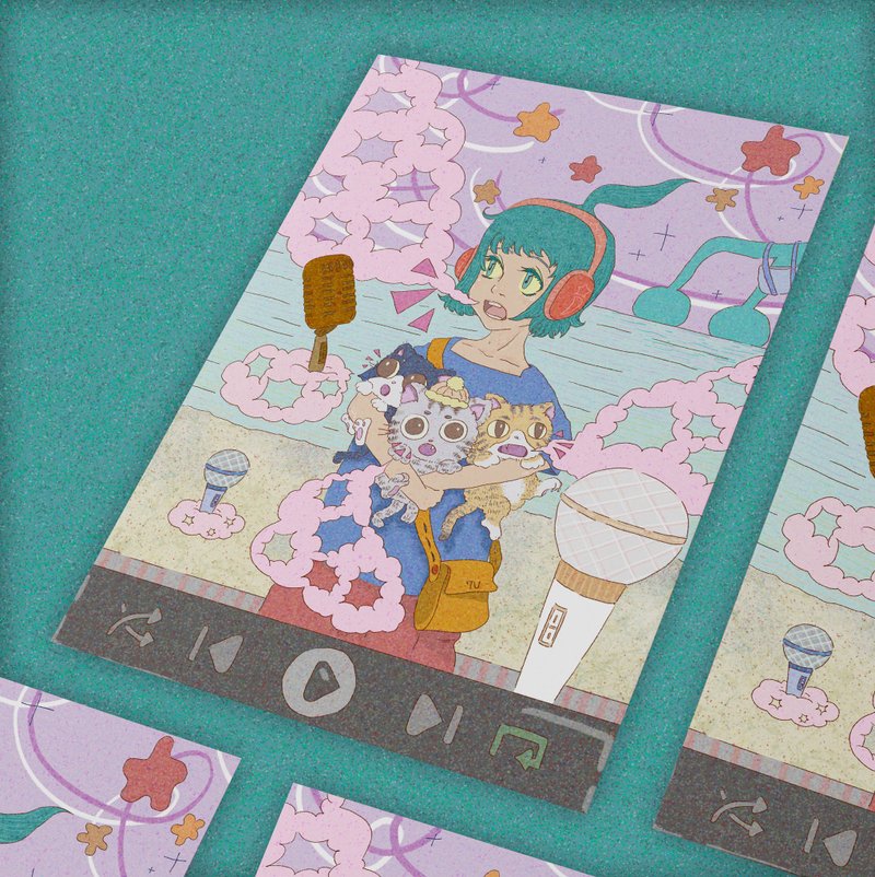 【插画明信片/卡片】Music - 卡片/明信片 - 纸 蓝色