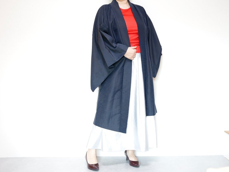 HAORI COAT - 精选高品质的古董羽织和服 - 女装休闲/机能外套 - 丝．绢 蓝色