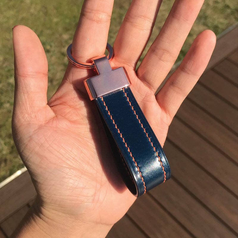【皮革钥匙圈】蓝色马臀皮/锁匙扣/随身小物/闺蜜礼物 - 钥匙链/钥匙包 - 真皮 蓝色