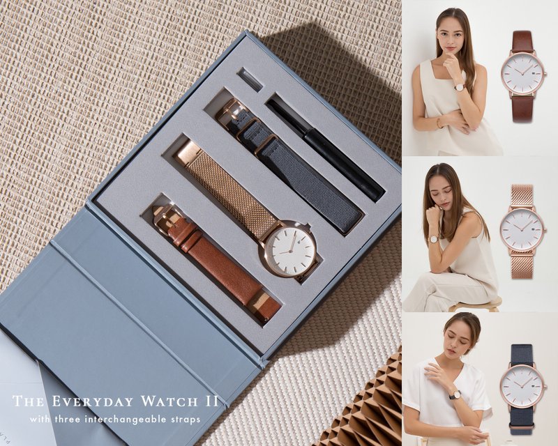 The Everyday Watch II — Rose Gold - 女表 - 真皮 多色