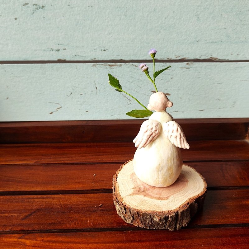 娃娃香插烛台-天使香插烛座-小花插-手作陶-香插座 - 花瓶/陶器 - 陶 