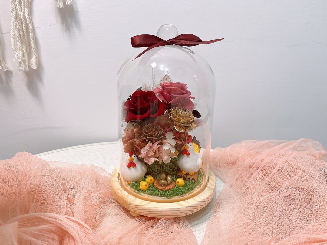 新年 幸福成家带路鸡/永生花带路鸡/入厝/结婚 - 干燥花/捧花 - 植物．花 红色