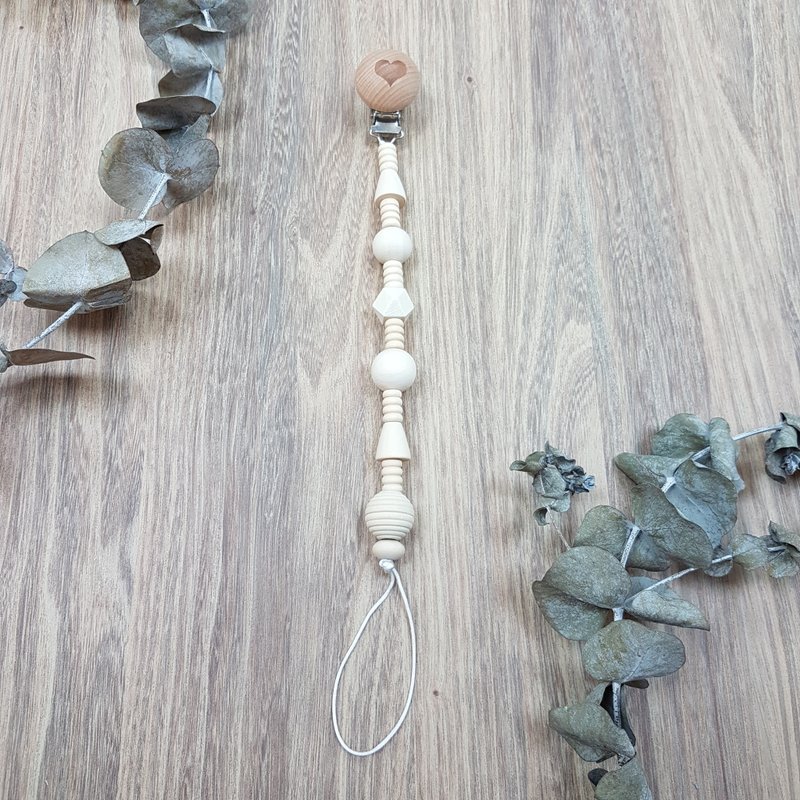 宝宝 婴儿 安抚 木头 奶嘴夹 奶嘴链-爱心原木夹-纹锥纹圆-原木 - 奶瓶/奶嘴 - 木头 咖啡色