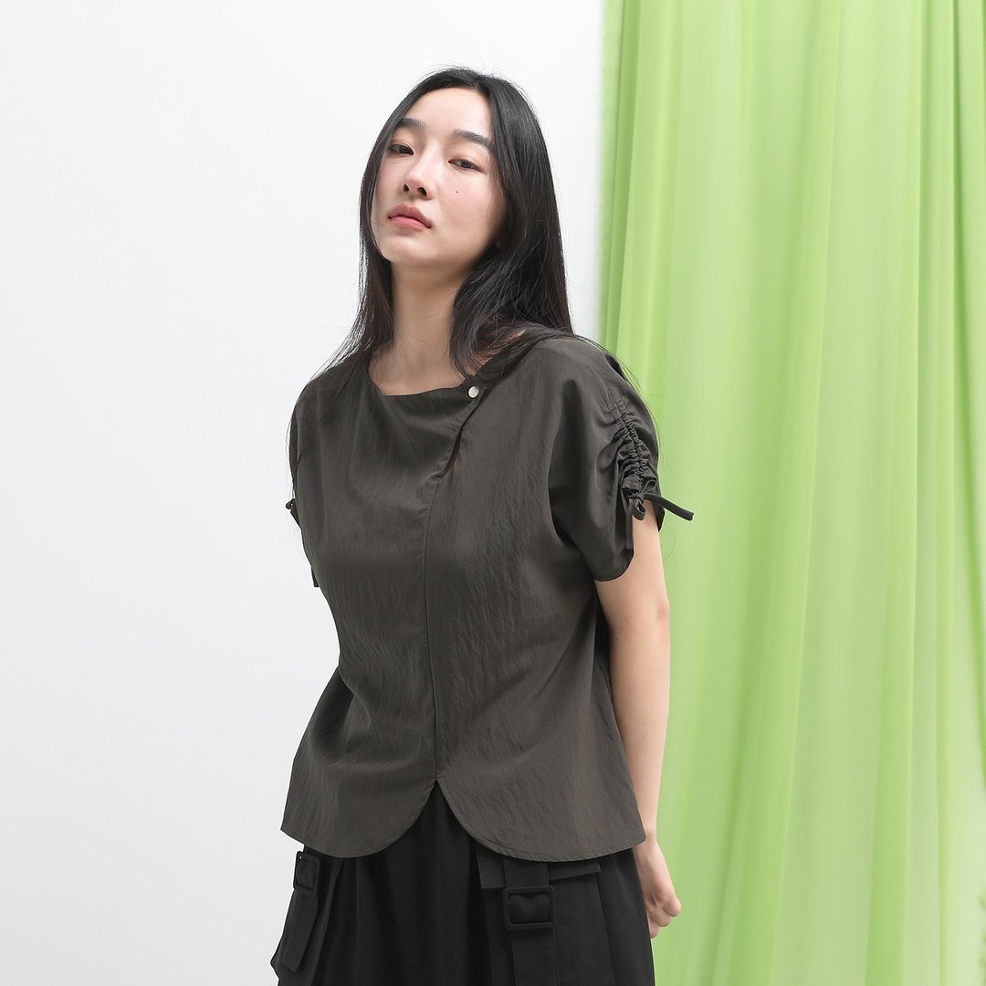 Jingyu_境遇篓空上衣_24SF003_铁灰 - 女装背心 - 聚酯纤维 灰色
