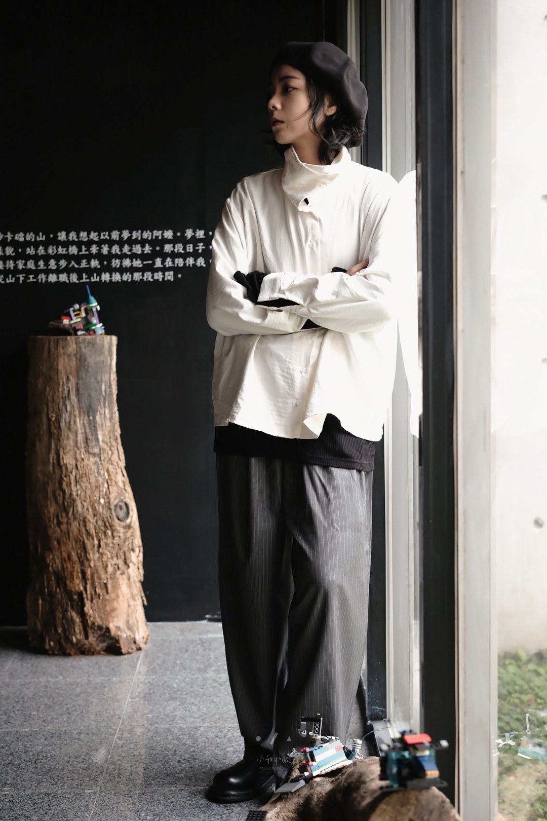 PATH 雾面质感高领双向两穿衬衫 - 3色 - 雾面白 - 女装衬衫 - 聚酯纤维 白色
