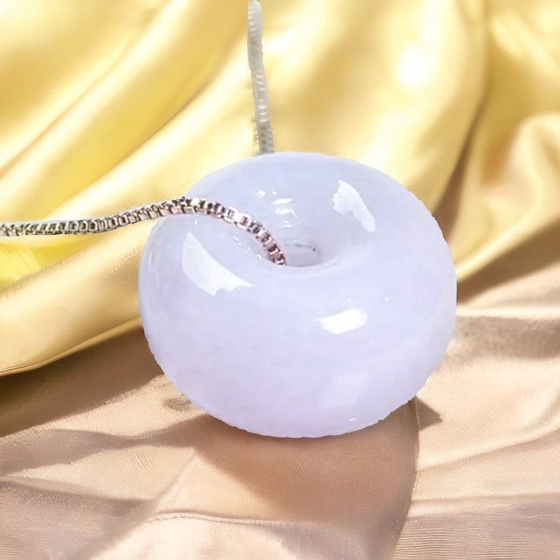 【愿·平安】紫罗兰翡翠平安扣项链 | 天然缅甸玉A货翡翠 | 送礼 - 项链 - 玉石 紫色