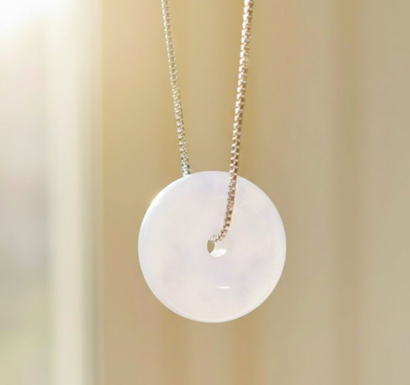 【愿·平安】紫罗兰翡翠平安扣项链 | 天然缅甸玉A货翡翠 | 送礼 - 项链 - 玉石 紫色