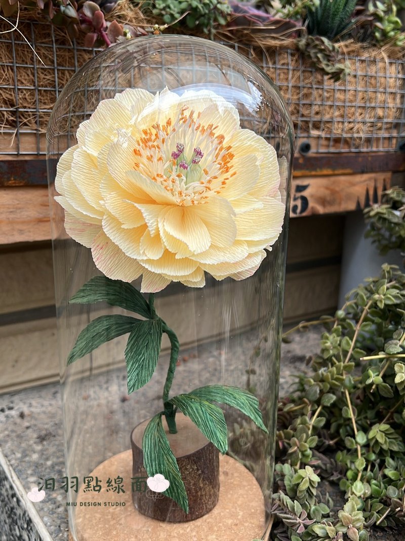 纸艺花 芍药玻璃盅 - 干燥花/捧花 - 纸 白色