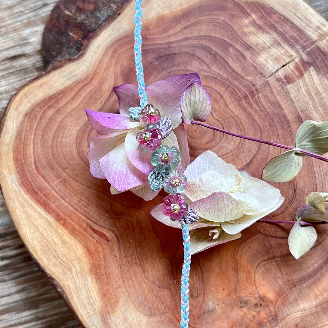 碧玺桃花编织手环 - 手链/手环 - 玉石 粉红色