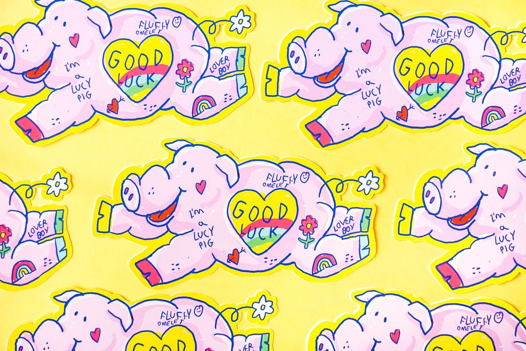 LUCY PIG CARD - 卡片/明信片 - 纸 粉红色