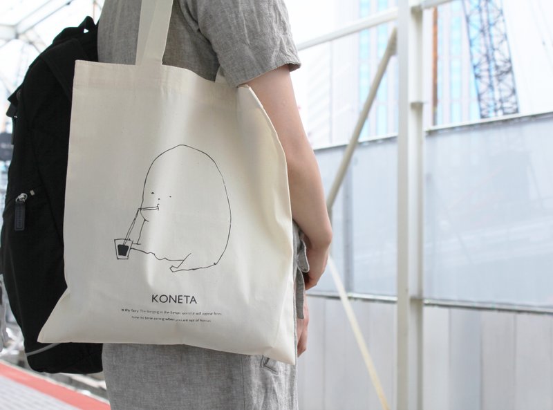 KONETA Tote bag - 侧背包/斜挎包 - 棉．麻 白色