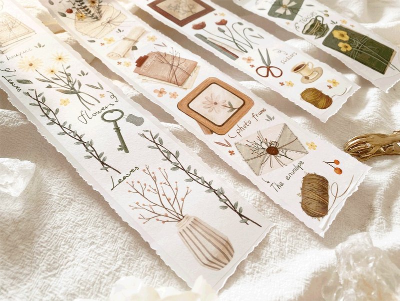 闲暇时光 轻复古植物造景 PET 和纸 紙膠帶 5米卷 - 纸胶带 - 其他材质 多色