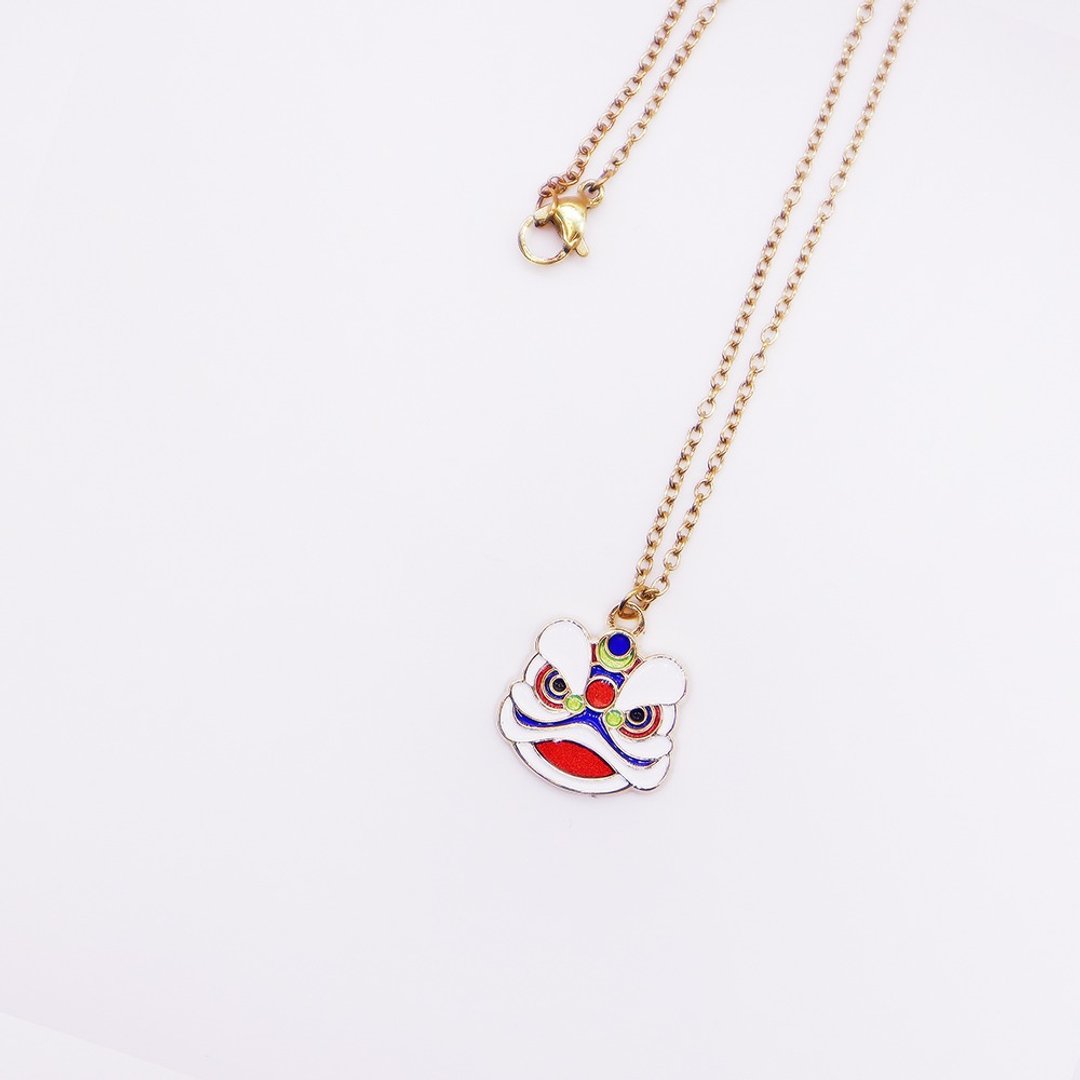 【卡片项链Card Necklace】台湾文化 庙宇款-舞狮 - 项链 - 其他金属 