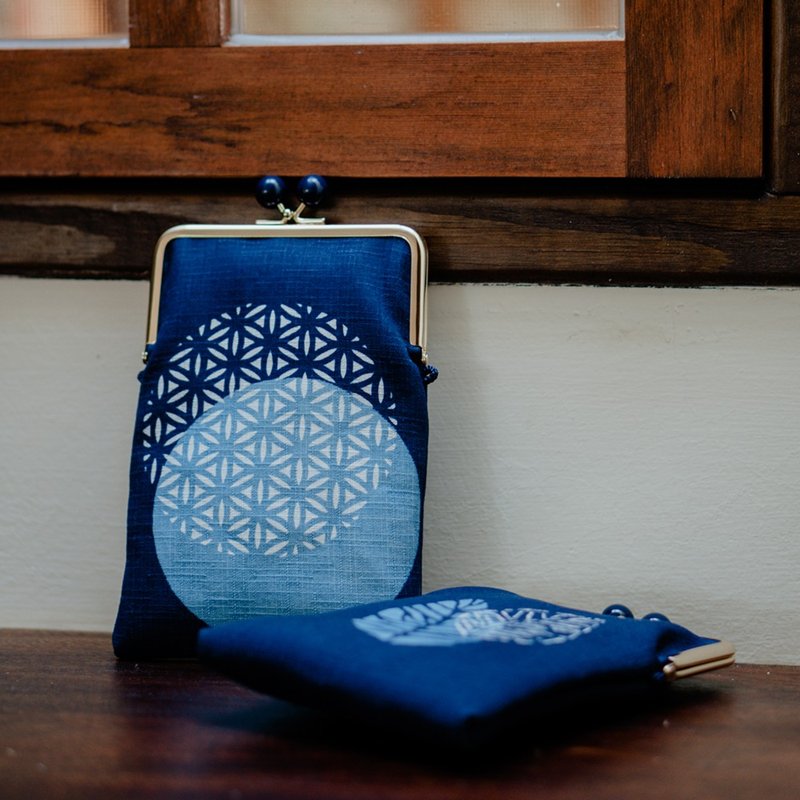 大珠扣口金包 (型染) - 其他 - 棉．麻 蓝色