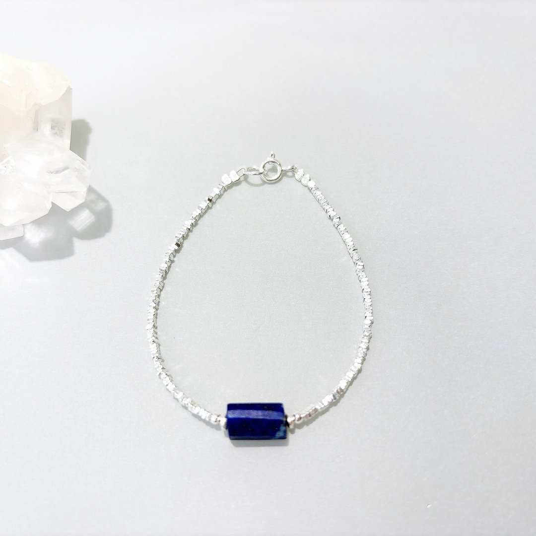 Ops Lapis lazuli Silver Bracelet-青金石/宝蓝/纯银/宝石/碎银 - 手链/手环 - 宝石 蓝色