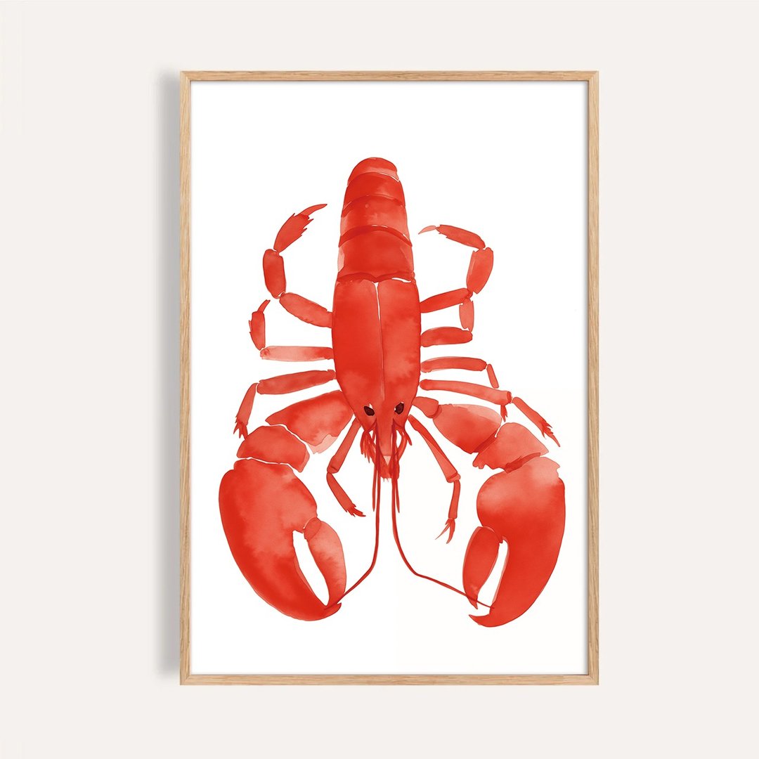 红色龙虾 Red Lobster / 海洋生物插画挂画 - 海报/装饰画/版画 - 纸 