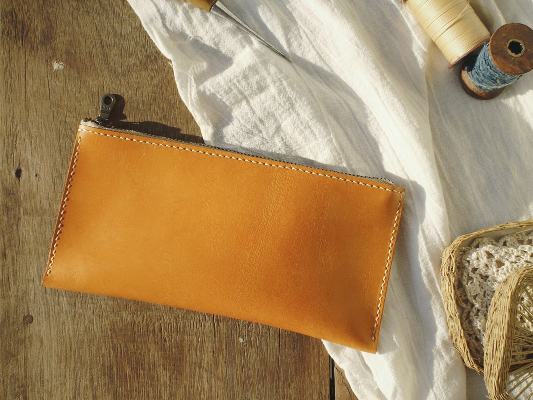 Long wallet (tan color) - 皮夹/钱包 - 真皮 咖啡色