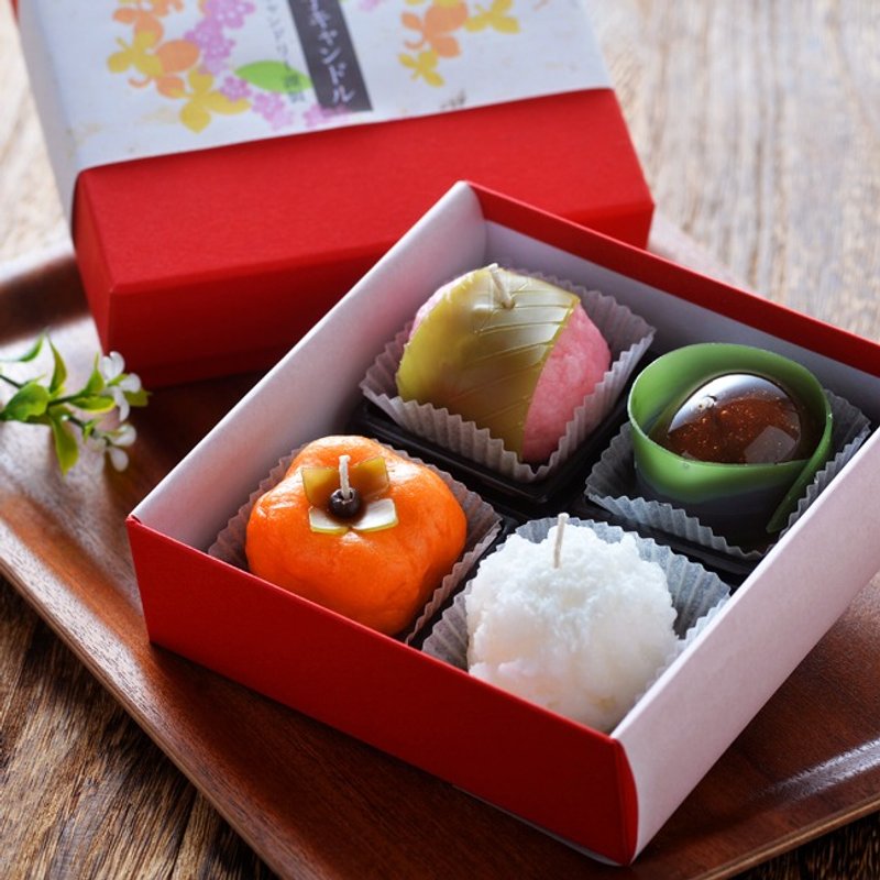 4 seasonal Japanese sweets candles - 蜡烛/烛台 - 蜡 多色