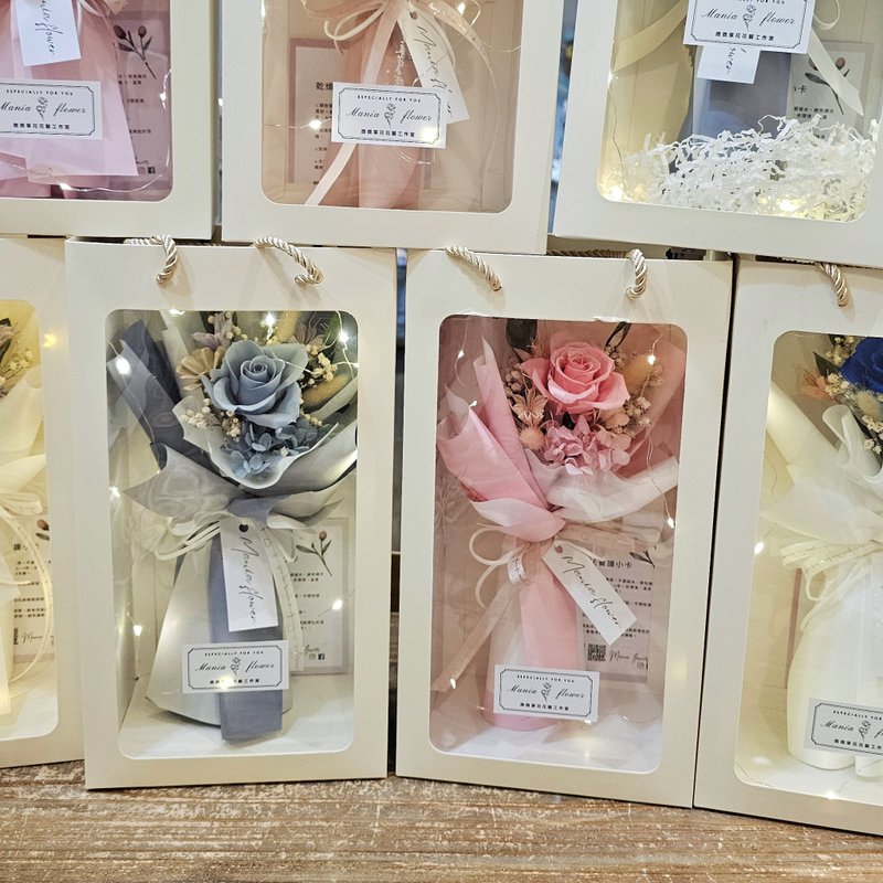 七夕永生玫瑰花束礼盒 多色 快速出货 情人节花束花盒 - 干燥花/捧花 - 植物．花 多色