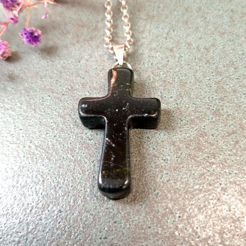 玉坠 造型玉坠-十字造型 新疆墨碧玉 - 项链 - 玉石 黑色