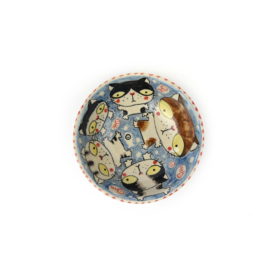 Nice Little Clay 面碗 可爱猫 0201-66 - 碗 - 陶 白色